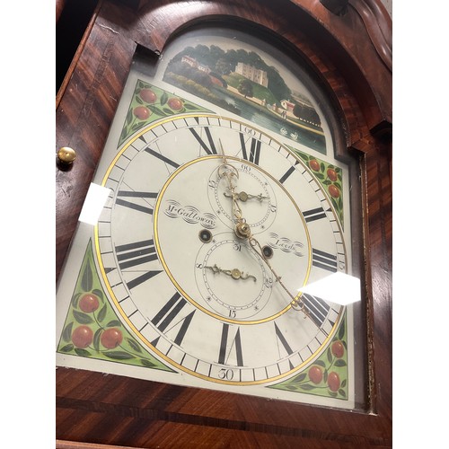 1031 - A Victorian flame mahogany Longcase Clock, signed M. Galloway of Leeds, later painted arched dial, b... 