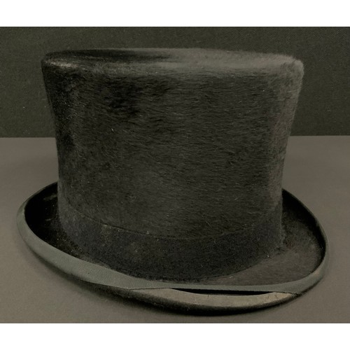 892A - A brushed silk top hat, marked 7.1/4 inches, 20.5cm x 17.3cm, in J W Allen Maker to HRH The Prince o... 