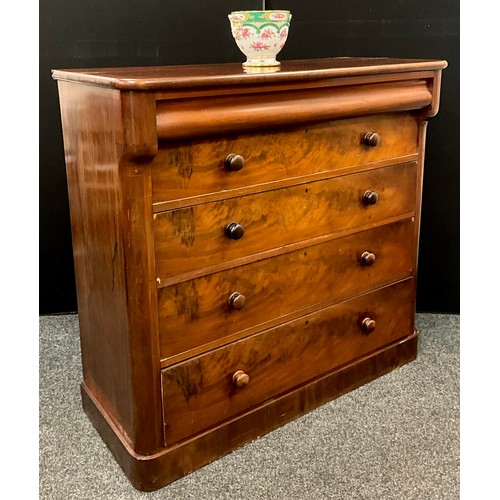 1278 - A Victorian mahogany large chest of drawers, the over-sailing rounded rectangular top with a ‘concea... 