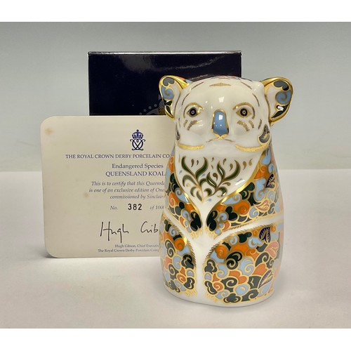 68 - A Royal Crown Derby paperweight, Endangered Species, Queensland Koala, limited edition 382/1,000, go... 