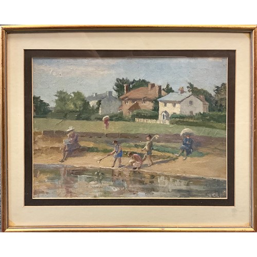 488 - Attributed to Campbell Archibald Mellon (1876-1955) Children At Play along the River Bank, Fishing w... 