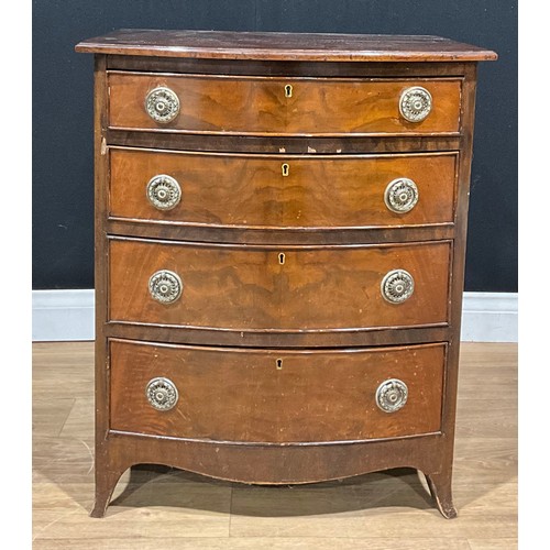 109 - A George III style bowfront chest, of small proportions and four long drawers, 74.5cm high, 61cm wid... 