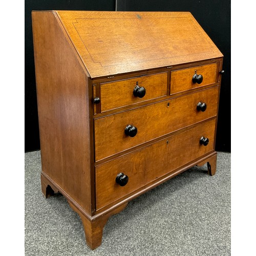 1291 - An early Victorian oak Bureau, 107cm high x 99cm wide x 53cm deep.