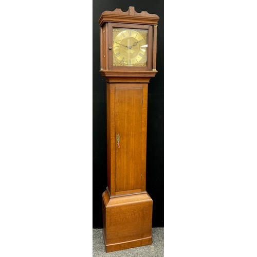 1292 - A Late 18th Century oak longcase clock, signed Samuel Coxall, Royston, with 28cm brass dial, Roman n... 