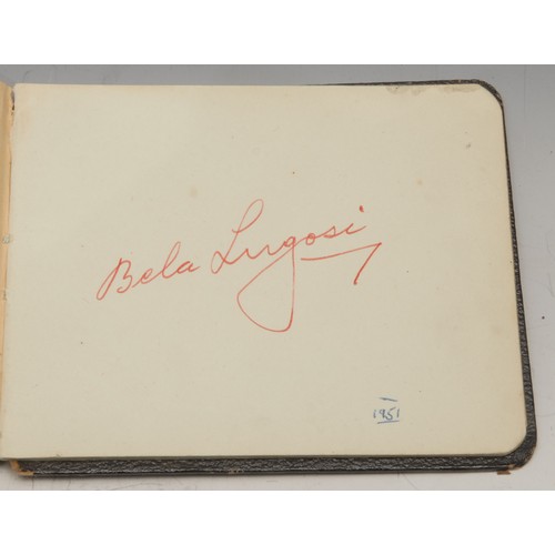 4073 - A 1950s autograph album, including Bela Lugosi, in red ink, Laurel and Hardy with signature sticker,... 