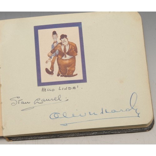 4073 - A 1950s autograph album, including Bela Lugosi, in red ink, Laurel and Hardy with signature sticker,... 