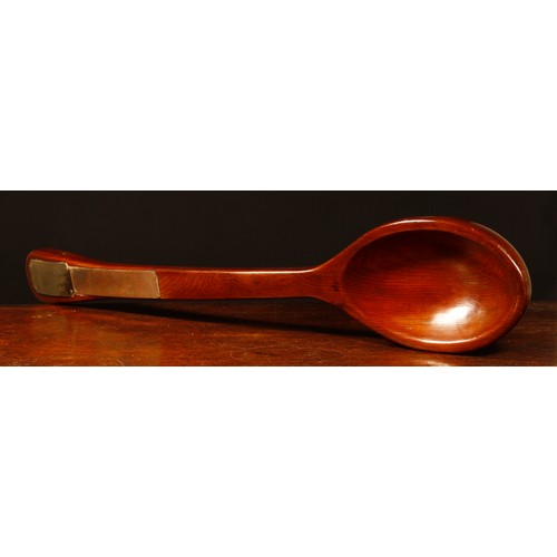 3505 - Treen - a yew wood oversize spoon, 67cm long