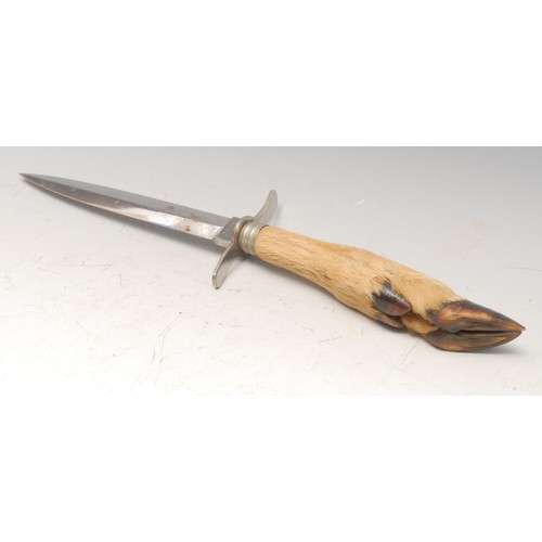 3746 - A bowie type utility or hunting knife, 17cm blade, antler grip, alloy pommel, 29.5cm long overall; o... 