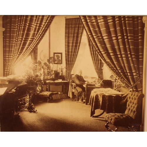 3397 - Franz Liszt - a large photograph, signed and inscribed, showing Liszt in his study at Weimar, by Lou... 