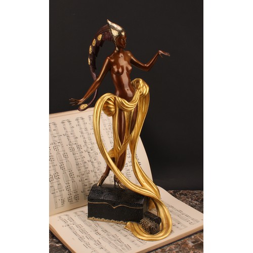 3645 - Erté (1892-1990), a parcel-gilt bronze figure, Pleasures of the Cortieson, inscribed 1990 CHALK & VE... 