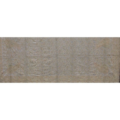 3691 - An Indian wedding shawl, worked in gilt thread, 246cm x 106cm