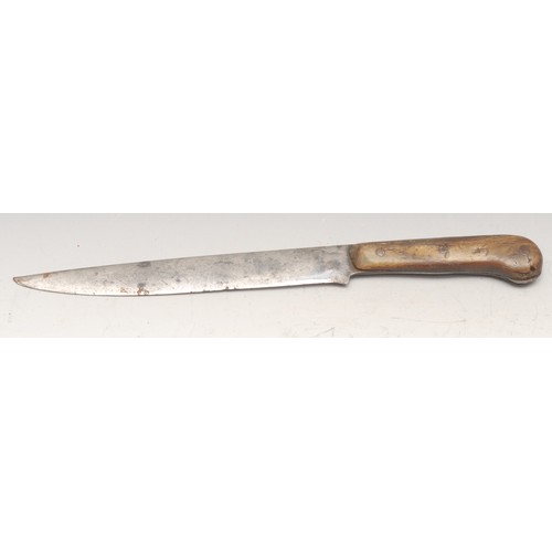 3743 - A 19th century Middle Eastern knife or dagger, 19cm single-edged blade, two-piece horn grip, 30cm lo... 