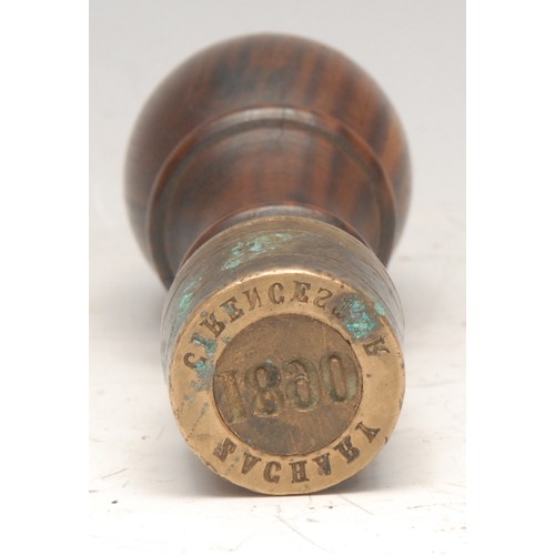 3558 - A 19th century desk seal, by Farrow & Jackson, London, the brass matrix inscribed in intaglio Zachar... 