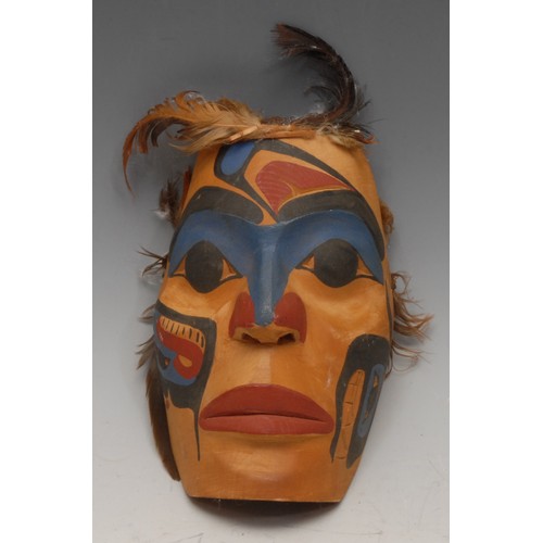 3753 - Ethnography - a Canadian carved and painted spirit mask, by Joe Bolton, Killer Whale, 17cm, signed a... 