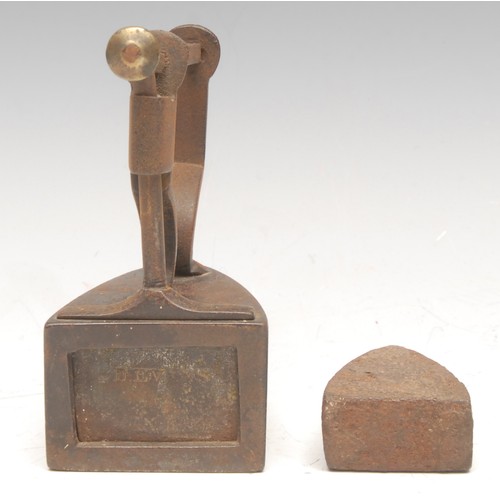 3205 - A small 19th century cast box iron, the sliding aperture cover marked D Evans, 10cm high