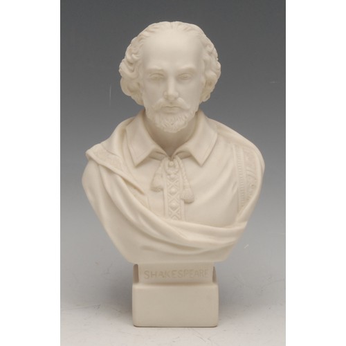 3180 - A Robinson & Leadbeater parian ware portrait bust, William Shakespeare, 19.5cm high, impressed mark