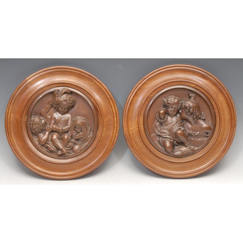 3513 - William Wyon (1795 - 1851), after, a pair of bronze roundels, Art after Sir Joshua Reynolds and The ... 