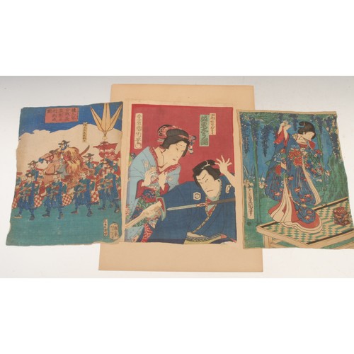 3676 - Kunisada Utagawa - Toyokuni III (1786-1865), after, woodblock print, 'Samurai in his room - posed by... 