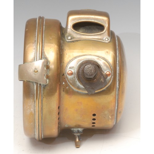 3354 - Automobilia - an early 20th century brass carriage lamp, Lucas No 724, King of the Road; another, Po... 