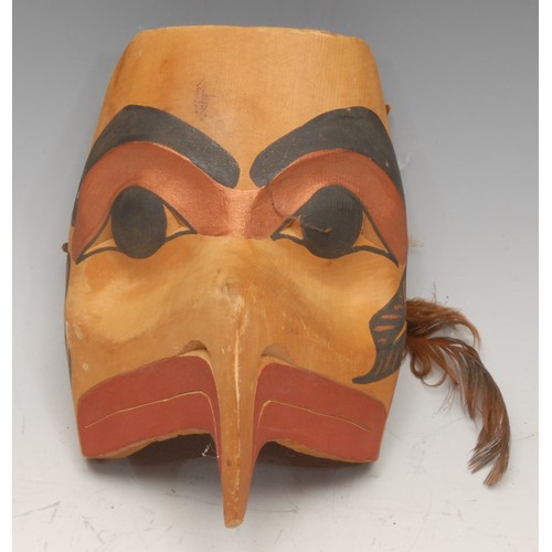 3752 - Ethnography - a Canadian carved and painted spirit mask, by Joe Bolton, Eagle, 16cm, signed and titl... 