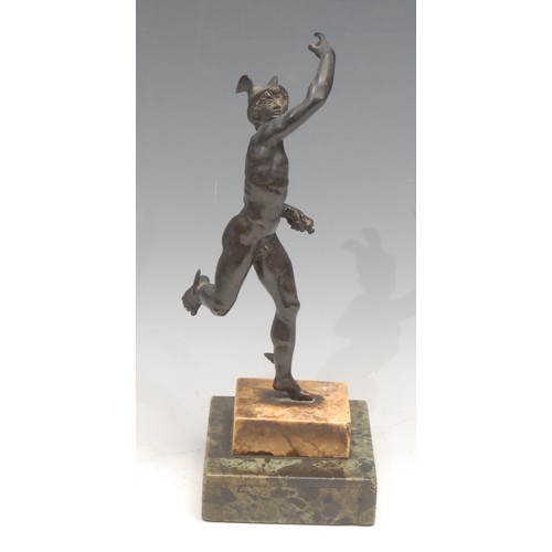 3437 - Italian School (19th century), a dark patinated Grand Tour bronze, Mercury, after Giambolgna, steppe... 