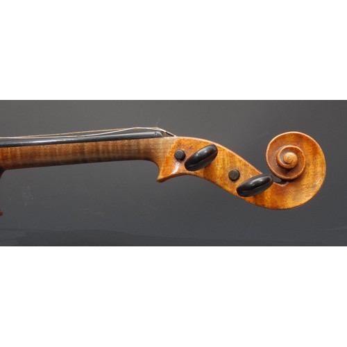 3731 - A violin, the two-piece back 36.5cm long excluding button, paper label printed Nicolo Hieron Amati C... 