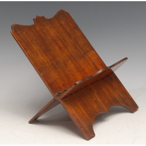 3595 - A 19th century mahogany table-top folding book stand, integral hinge, 18cm wide