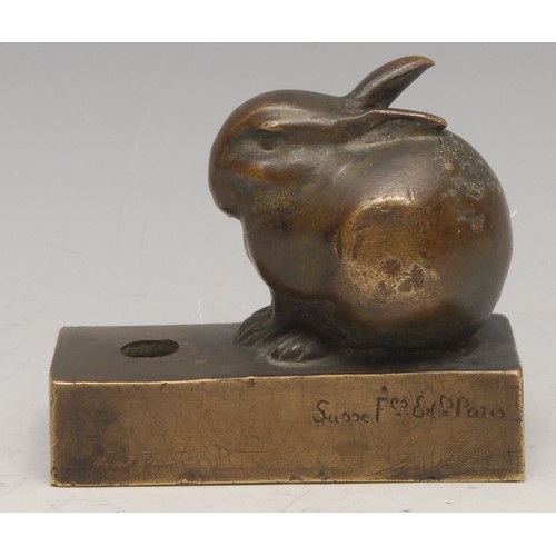 3373 - Édouard-Marcel Sandoz (1881 - 1971), a brown patinated bronze novelty animalier bell push, cast as a... 