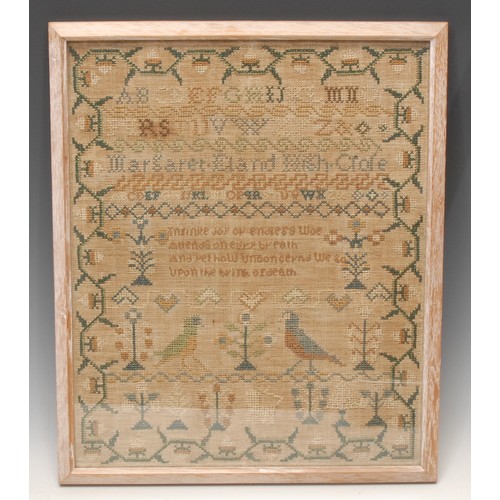 3074 - A George IV sampler, Mary Bell Her Work, dated 1826, 37cm x 32cm; another smaller, Margaret Eland ..... 