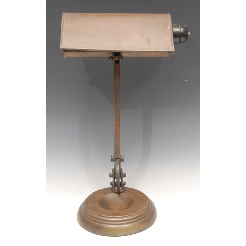 3250 - An Art Deco period banker's desk lamp, articulated pillar, dished circular base, 41cm high, c.1930