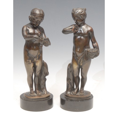 3647 - French School (19th century), a pair of dark patinated bronzes, cast in the Grand Tour taste, as put... 