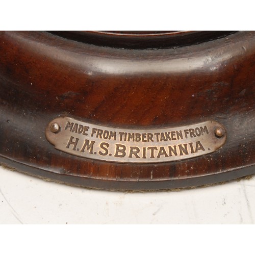 3445 - Maritime Interest - British Naval History - a salvaged timber capstan inkwell, made from teak taken ... 