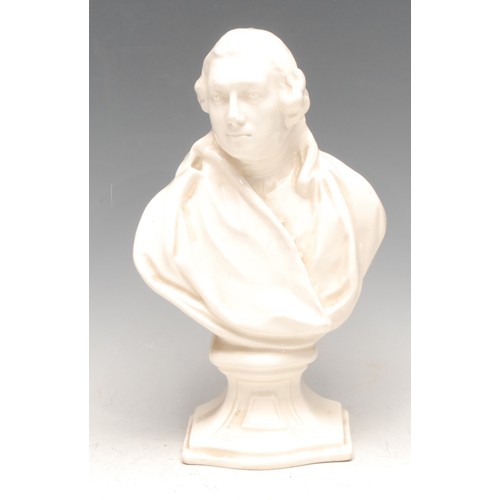 3228 - Acting and The Stage - a 19th century creamware bust, of actor David Garrick (1717 - 1779), impresse... 