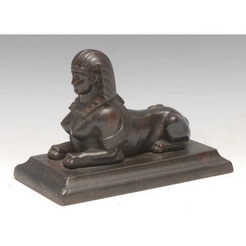 3544 - A 19th century cast iron library model, of a Sphinx, after the Ancient Egyptian in the Grand Tour ta... 