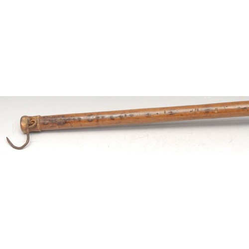 3507 - Treen - an early 19th century turned bessman balance scale, 70cm long