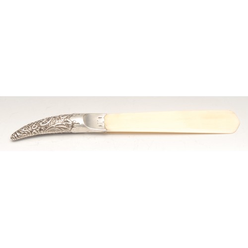 3221 - A Victorian silver hafted page turner, ivorine blade, 25cm long, Birmingham 1897; another, similar, ... 