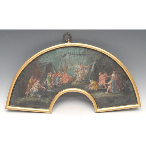 3561 - A 19th century fan design, painted after the Old Master with The Transformation of Water into Wine a... 