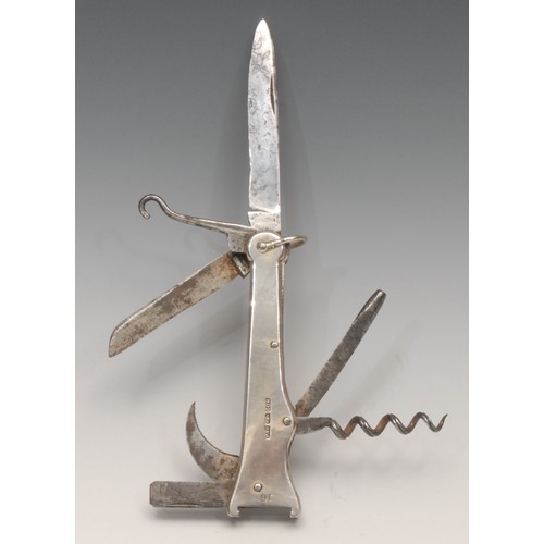 3298 - An early 20th century nickel plated sportsman's multi tool pocket knife, the Par-A-Gon, by Wilkinson... 