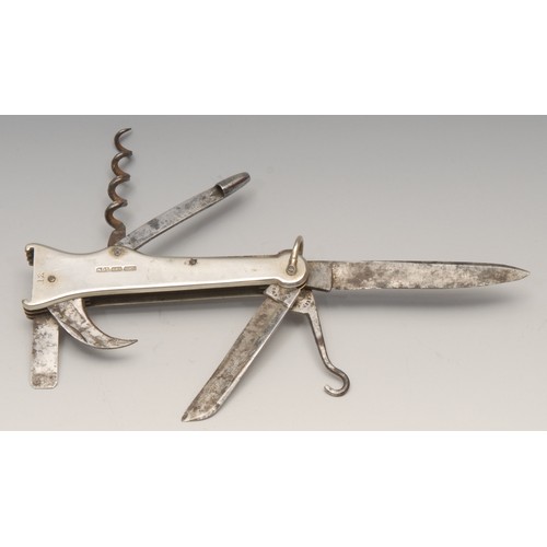 3298 - An early 20th century nickel plated sportsman's multi tool pocket knife, the Par-A-Gon, by Wilkinson... 