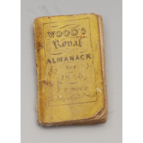 4233 - Miniature Book - Wood's Royal Almanack for 1846, J.T. Wood, London, 3 cm x 1.75 cm.