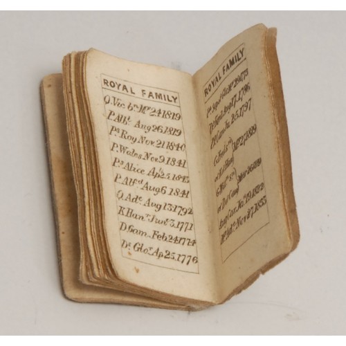 4233 - Miniature Book - Wood's Royal Almanack for 1846, J.T. Wood, London, 3 cm x 1.75 cm.