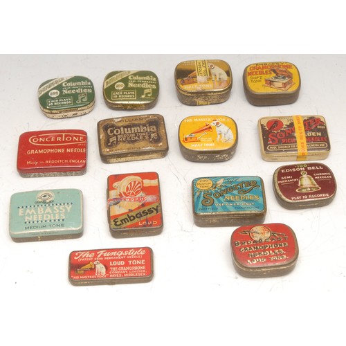 3233 - Advertising - Vintage Mechanical Music - a collection of early 20th century gramophone needle tins, ... 