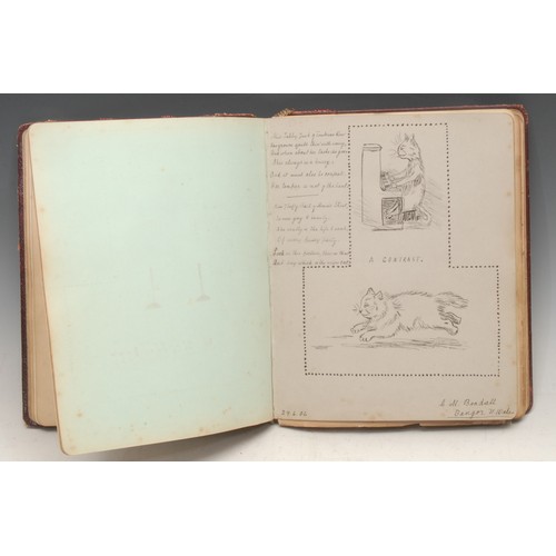 4086 - Commonplacing - an early 20th century sketch and note book, various entries, a pen and ink drawing o... 