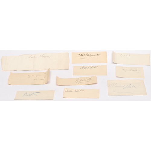 4076 - Autographs - Charlie Chaplin, Astor, Nancy Astor, Lord Hore-Belisha, others on paper fragments, Plym... 