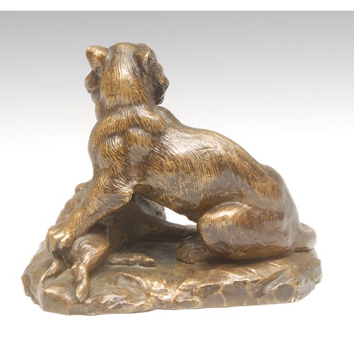 3632 - A 19th century French bronze, of a ferocious lion attacking a boar, 13cm high, c.1880