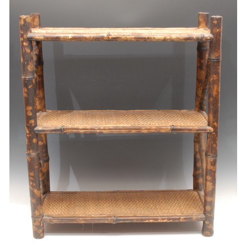 3190 - A set of Aesthetic Movement bamboo collector's shelves, three rectangular tiers, 59cm high, 48cm wid... 