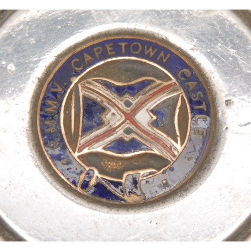 3478 - Shipping and Maritime Interest - an enamel mounted alloy ashtray, R.M.M.V Capetown Castle, as a ship... 