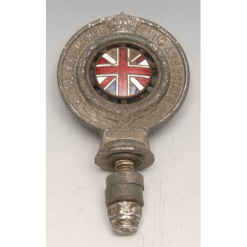 3350 - Automobilia - a George V car badge, The Royal Automobile Club [RAC], 12cm long; another, brass; anot... 