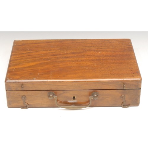 3317 - An early 20th century walnut travelling artist's box, hinged cover enclosing a fitted interior, 24.5... 