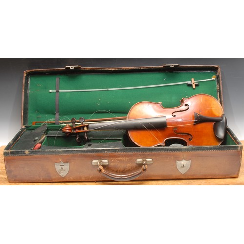 3729 - A violin, the one-piece back 36cm long excluding button, the interior stamped and with paper label p... 